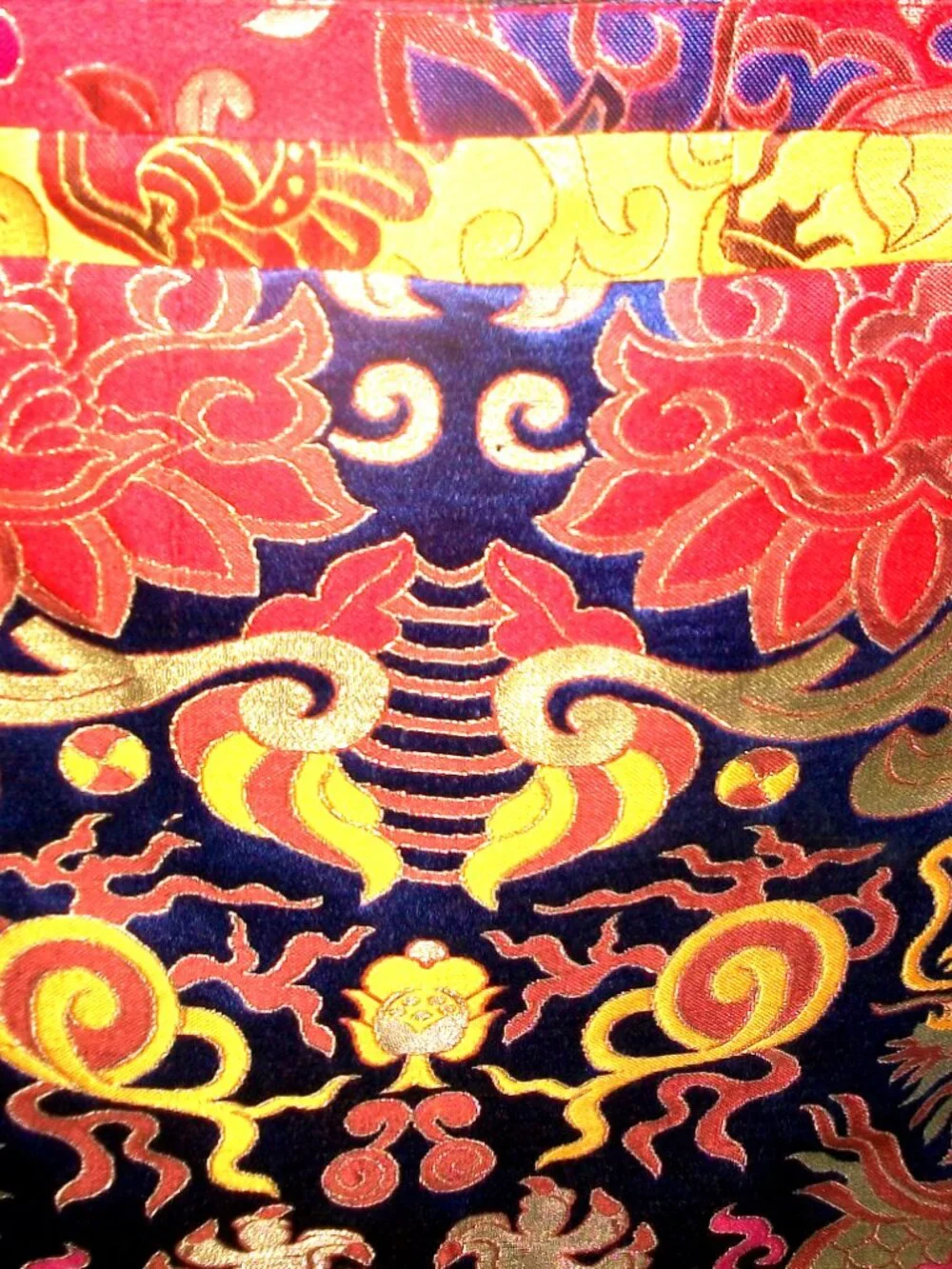 Large Hanging Vintage Tibetan Thangka w Handpainted Mandala on Heavy Brocade